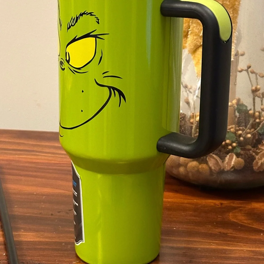 Grinch Grinning Face 40 Oz Green Stainless Steel Tumbler With Handle